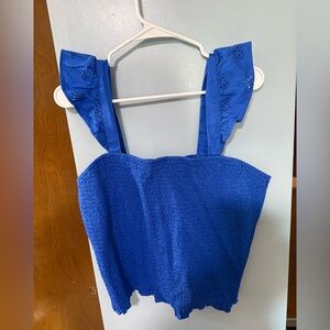Old Navy Royal Blue Crop Top with Ruffled Straps